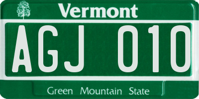 VT license plate AGJ010