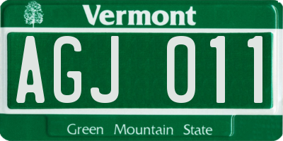 VT license plate AGJ011