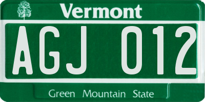 VT license plate AGJ012