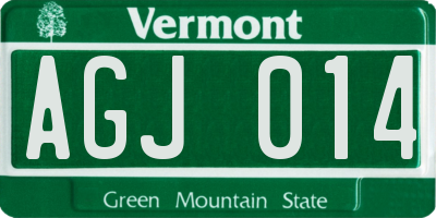 VT license plate AGJ014