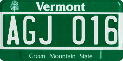 VT license plate AGJ016