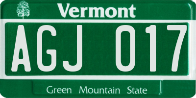 VT license plate AGJ017