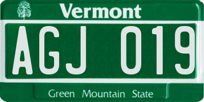 VT license plate AGJ019