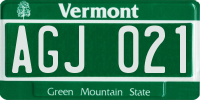 VT license plate AGJ021