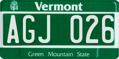 VT license plate AGJ026