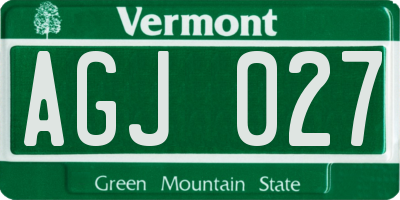 VT license plate AGJ027
