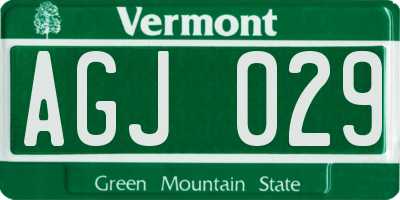 VT license plate AGJ029