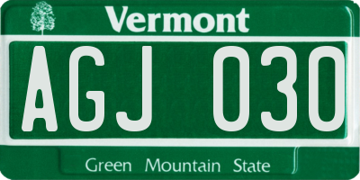 VT license plate AGJ030