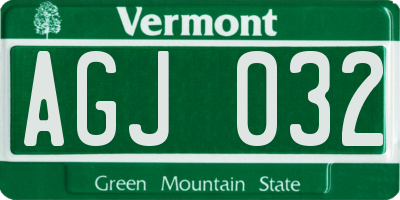 VT license plate AGJ032
