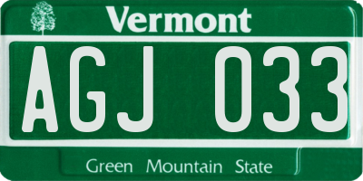 VT license plate AGJ033