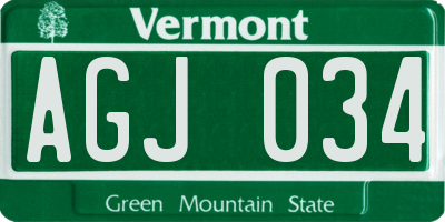VT license plate AGJ034