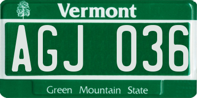 VT license plate AGJ036