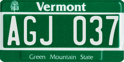 VT license plate AGJ037