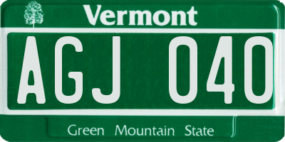 VT license plate AGJ040