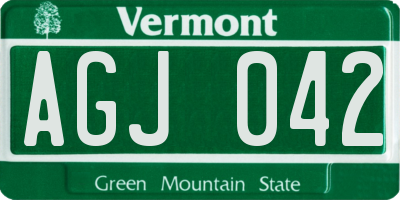 VT license plate AGJ042