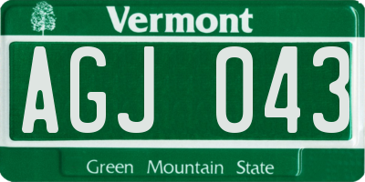 VT license plate AGJ043