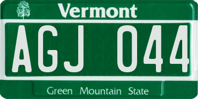 VT license plate AGJ044