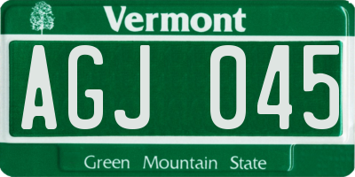 VT license plate AGJ045