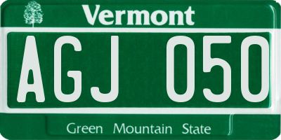 VT license plate AGJ050