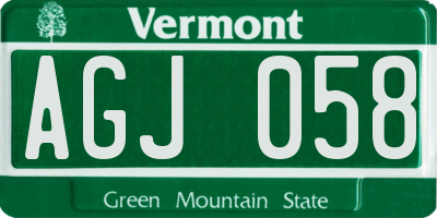 VT license plate AGJ058