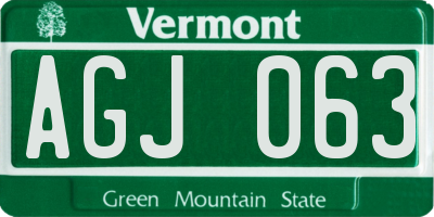 VT license plate AGJ063