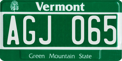 VT license plate AGJ065