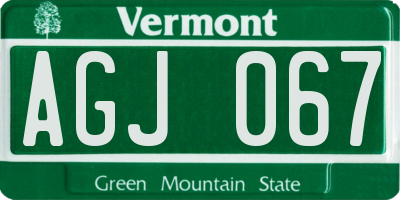 VT license plate AGJ067