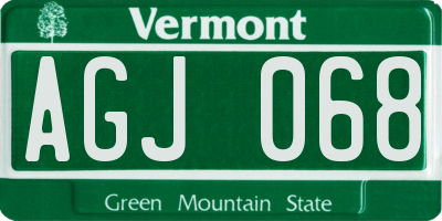 VT license plate AGJ068