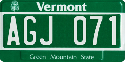 VT license plate AGJ071