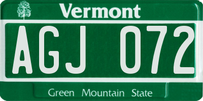 VT license plate AGJ072