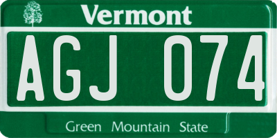 VT license plate AGJ074