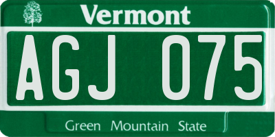 VT license plate AGJ075