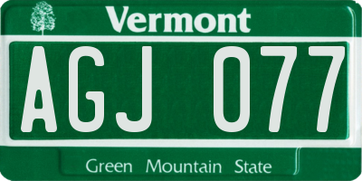 VT license plate AGJ077
