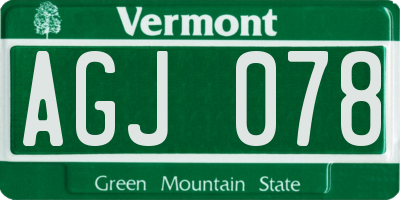 VT license plate AGJ078