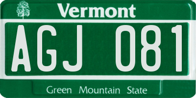 VT license plate AGJ081