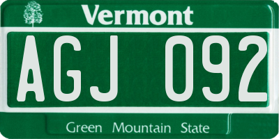 VT license plate AGJ092