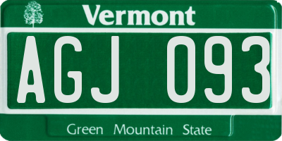 VT license plate AGJ093