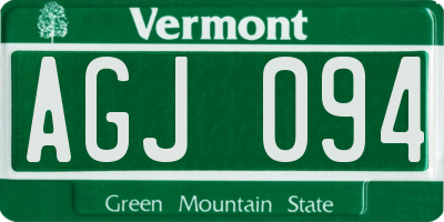 VT license plate AGJ094