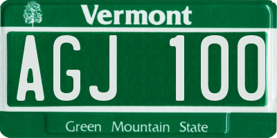 VT license plate AGJ100