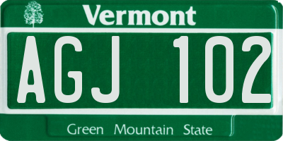 VT license plate AGJ102
