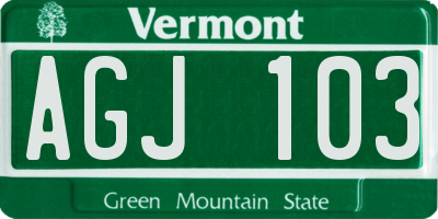VT license plate AGJ103