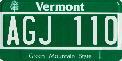 VT license plate AGJ110