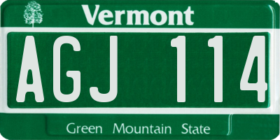 VT license plate AGJ114