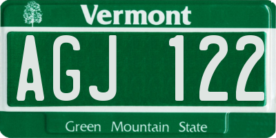 VT license plate AGJ122