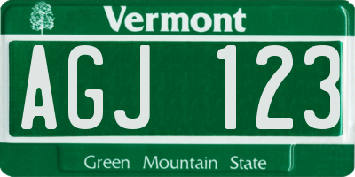 VT license plate AGJ123