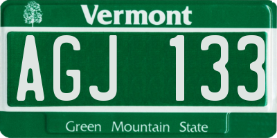 VT license plate AGJ133