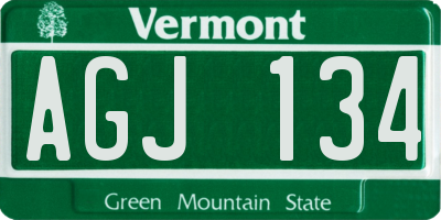 VT license plate AGJ134
