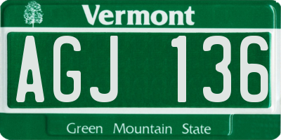 VT license plate AGJ136