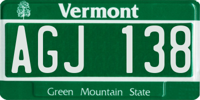 VT license plate AGJ138