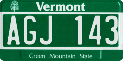 VT license plate AGJ143